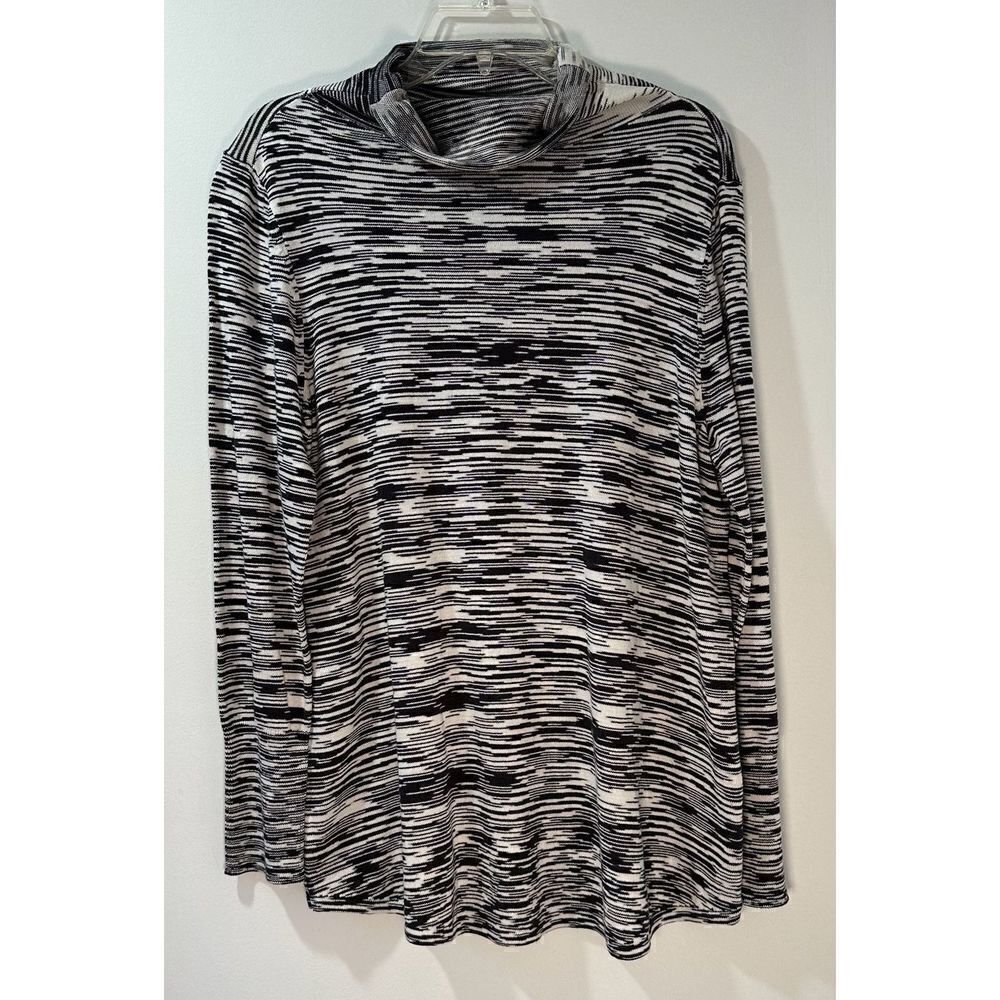 Nic + Zoe women’s gray & white thin knit turtleneck sweater size XL. #40-1011